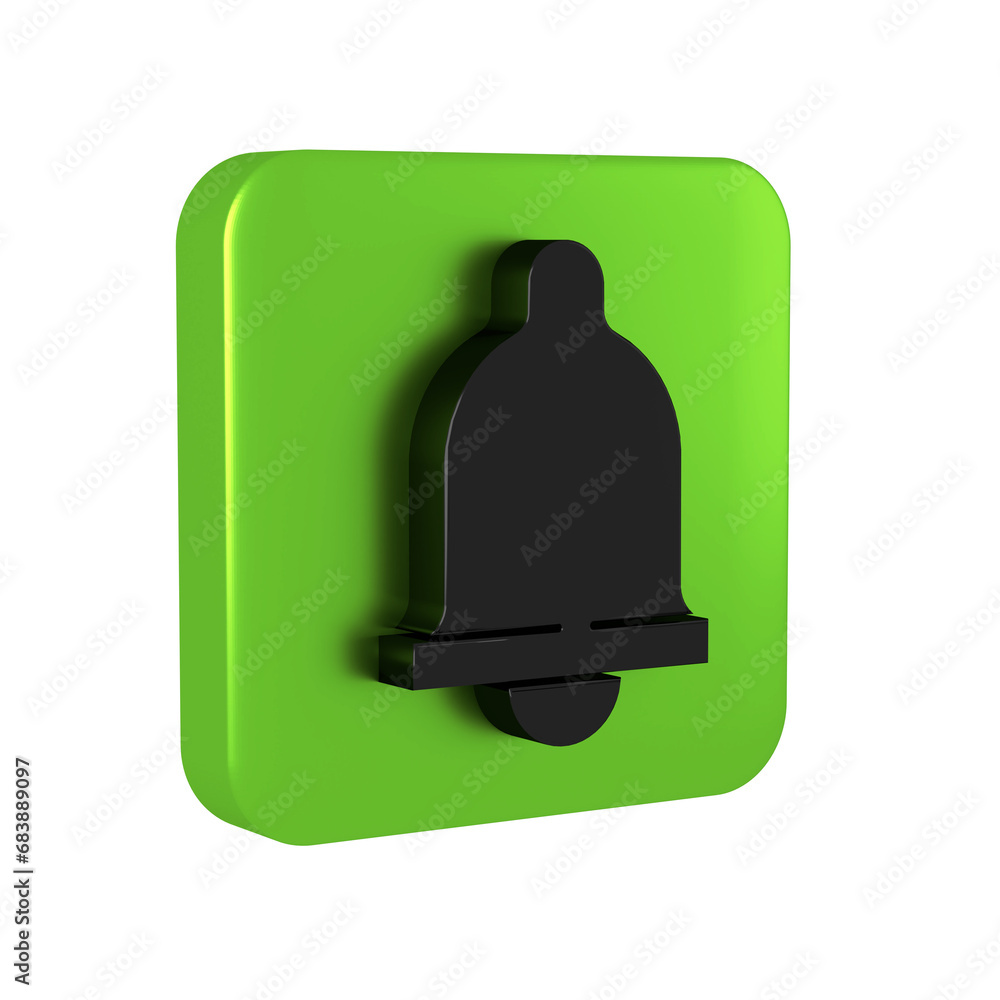 Aufkleber black motion sensor icon isolated on transparent background. green square button.