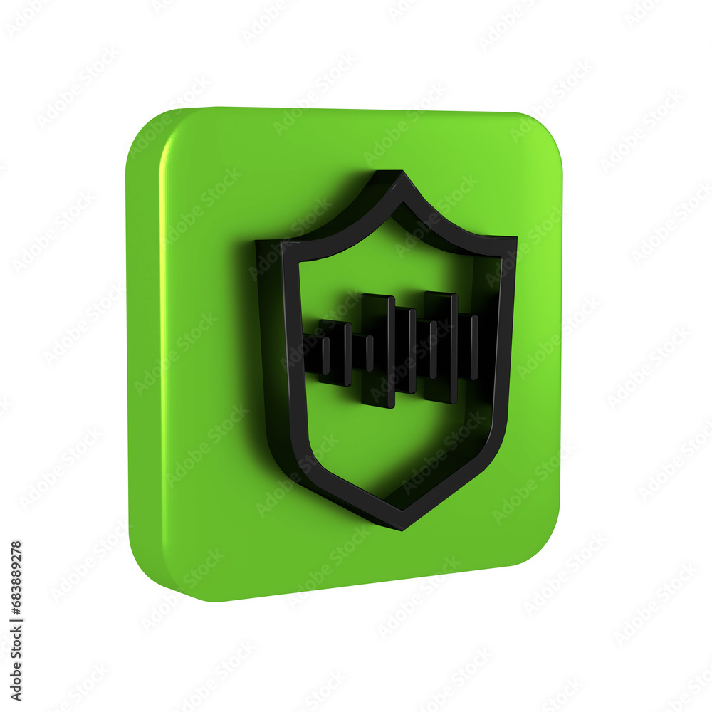 Poster black shield voice recognition icon isolated on transparent background. voice biometric access authe