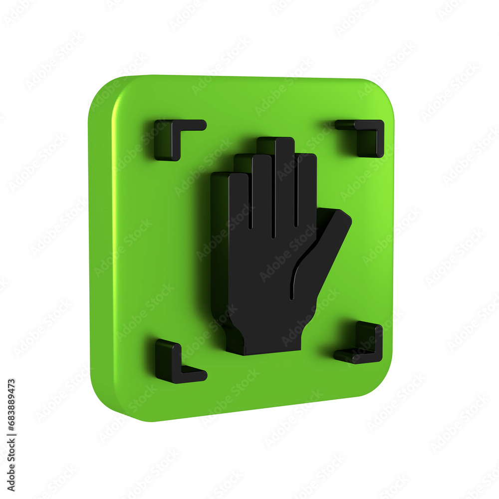 Aufkleber black palm print recognition icon isolated on transparent background. biometric hand scan. fingerpri