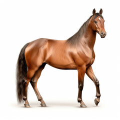 Purebred red horse isolated on white background. generative ai