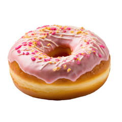 Single donut isolated on white or transparent background