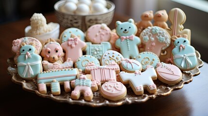 Baby Shower Cookie Assortment with Pastel-Colored Treats