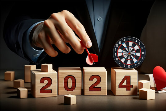 An image showing '2024' text as a New Year future target and plan setting concept, 