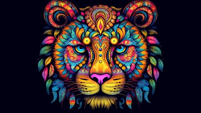 animal in style mandala colorful gor adults.Generative AI