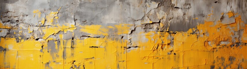 Weathered and Decaying Concrete Wall with Peeling Paint