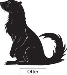 Black Silhouette of otters