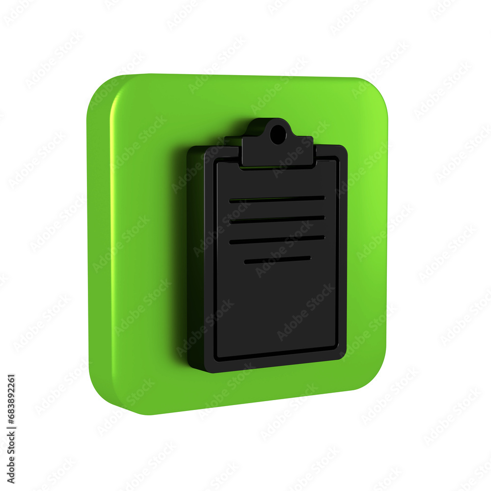 Poster black clipboard with checklist icon isolated on transparent background. control list symbol. survey 