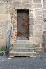 Simple side entrance door to the market church in Quedlinburg