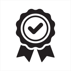 Approval check icon. Achievement badge icon