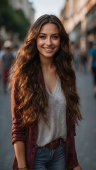 portrait of a smiling girl on the street