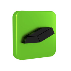 Black Gold bars icon isolated on transparent background. Banking business concept. Green square button.