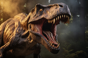 Portrait of a dinosaur, velociraptor T Rex - obrazy, fototapety, plakaty