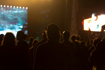 Fototapeta na wymiar Silhouette of man at concert