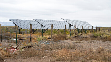 Garbage around solar panels in New Mexico