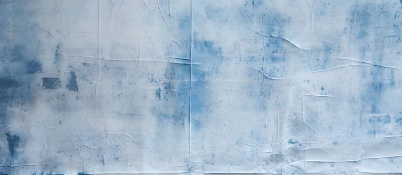 The abstract texture of the retro grunge blue wallpaper adds a unique design element to the white fashion fabric, reminiscent of old urban clothing textiles.
