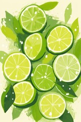 Art print. Abstract limes. Modern design for posters, cards, cover, t shirt and more, Generative AI