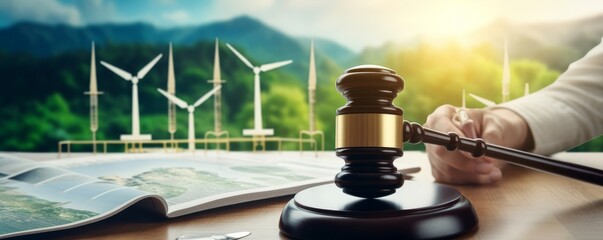 law maker and lawyer making environmental protection and eco-friendly legislation law implement clean and sustainable energy with net zero regulation to save Earth from global, Generative AI