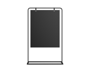 Blank metallic hanging advertising stand, 3d illustration.