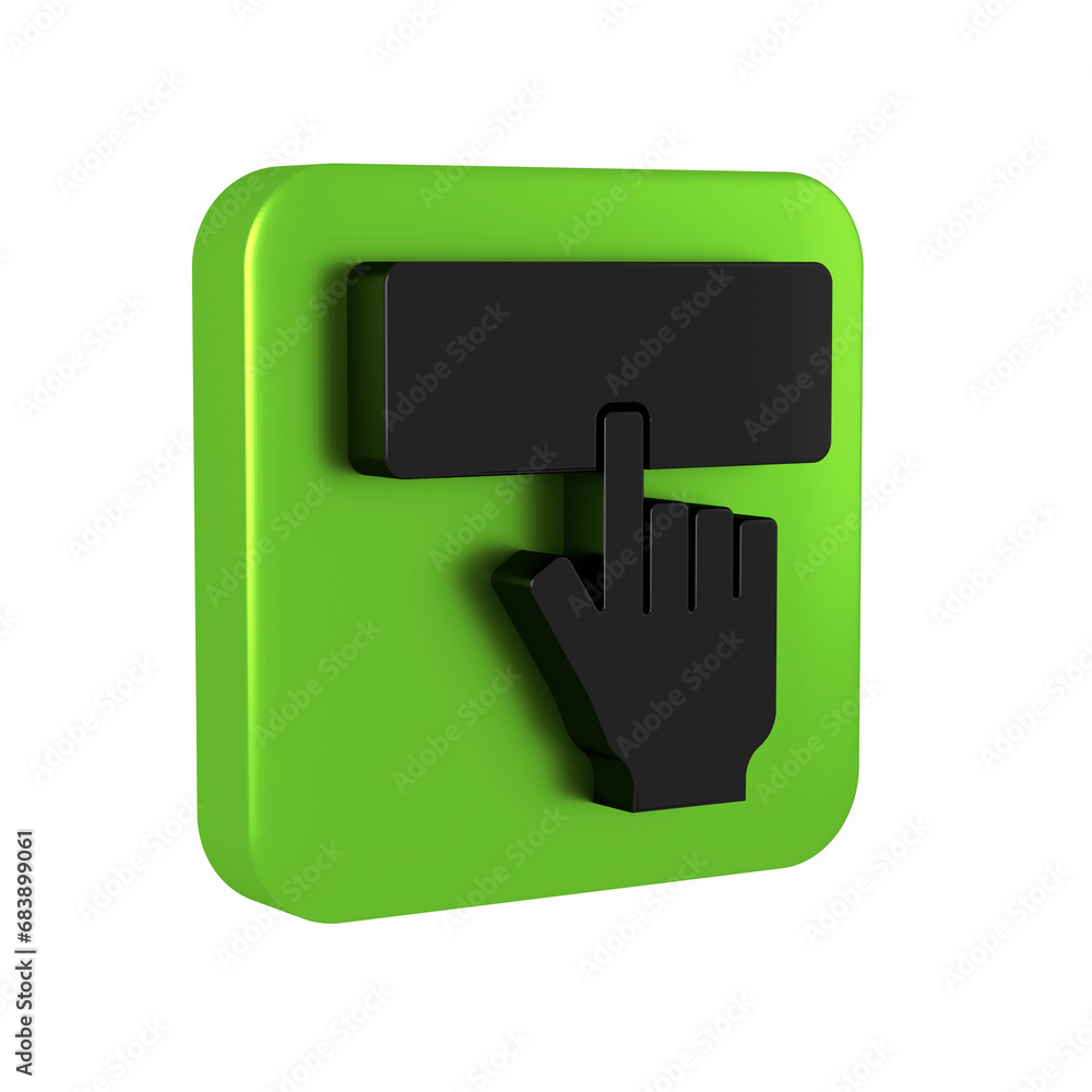 Poster black computer keyboard icon isolated on transparent background. pc component sign. green square but