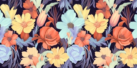 Floral seamless pattern.  design for paper, cover, fabric, interior decor and other, Generative AI - obrazy, fototapety, plakaty