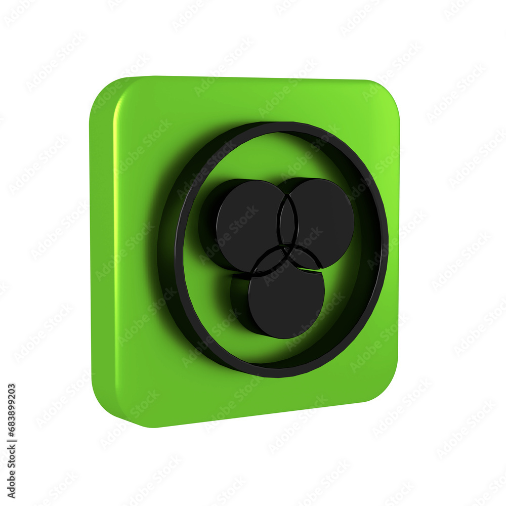 Poster black rgb and cmyk color mixing icon isolated on transparent background. green square button.