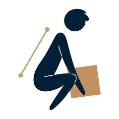 Lifting technique safe movement. Safety. Correct instruction for moving heavy packages for workers. Ergonomic movement for loading objects flat illustration - obrazy, fototapety, plakaty