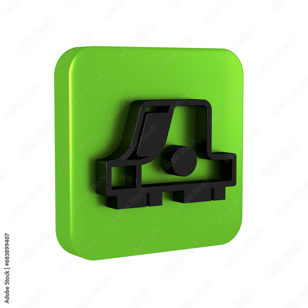 Poster black collimator sight icon isolated on transparent background. sniper scope crosshairs. green squar