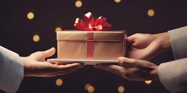 Aesthetic image of gift giving concept, Generative AI