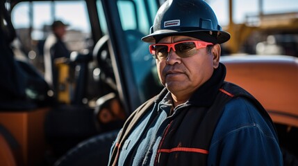 Obraz premium Safety First: A Man Protecting His Eyes with a Hard Hat and Sunglasses