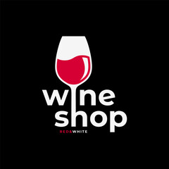 Wine Shop Logo With Wine Glass On Dark Back - 683900680