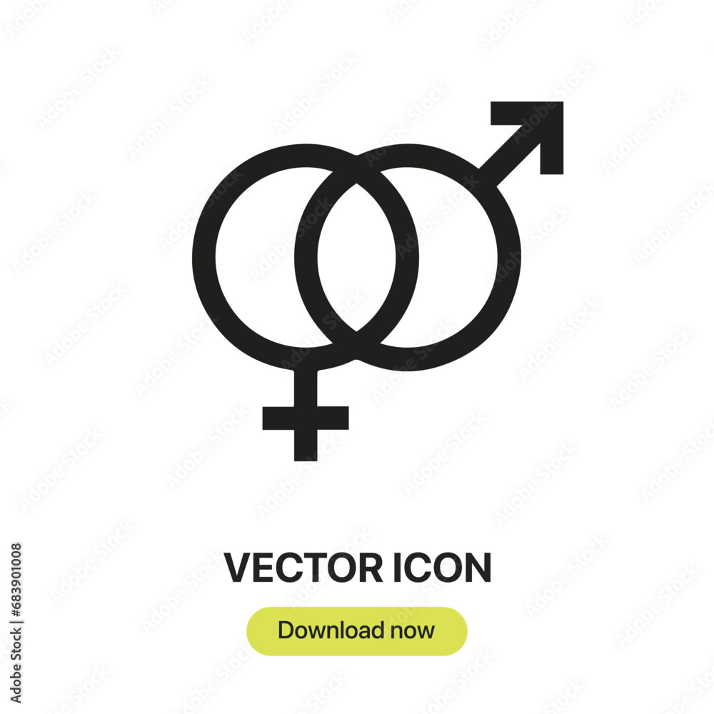 Fototapete Genders icon vector. Linear-style sign for mobile concept and web design. Gender symbol illustration. Pixel vector graphics - Vector.	