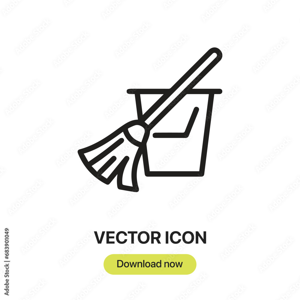 Poster cleaning icon vector. linear-style sign for mobile concept and web design. cleaning symbol illustrat