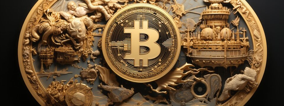 Bitcoin crypto coin money digital background currency gold concept virtual payment. Cryptocurrency coin bit bitcoin crypto exchange technology business finance future market blockchain mining trade