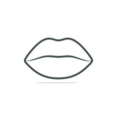 Woman's lips with outline lipstick and kiss gesture