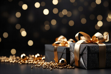 Black gift boxes presents isolated 3d rendering,ai generated