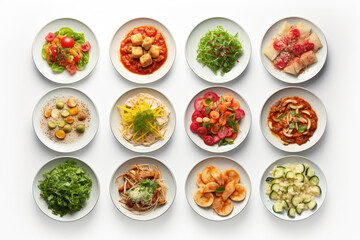 Collection of healthy food on white background
