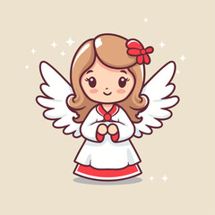 Adorable Christmas Andel on soft beige background, suitable for christmas design, religious products, Christmas sticker, logo, tattoo, other print on demand	