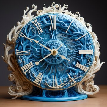 Blue and White Clock
