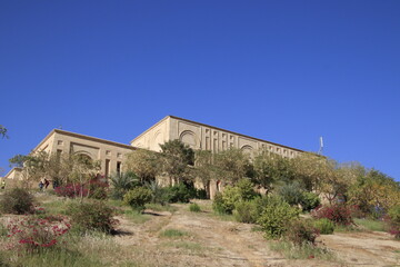 Saddam palace on hill in Babylon with blue sky