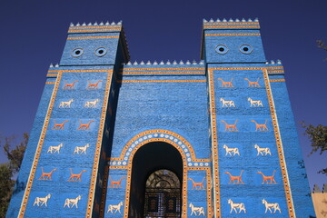 Lion of Babylon in Iraq 2600 years ago with blue sky