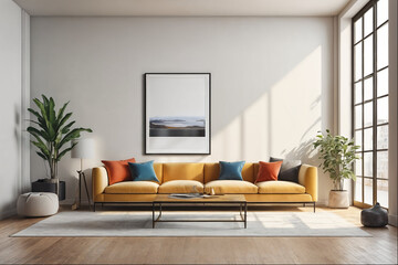 modern living room with fireplace