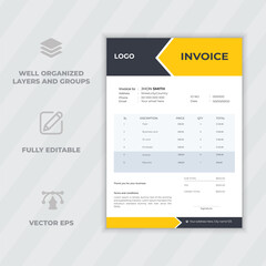 Minimal invoice template vector design Flat design invoice Modern simple design invoice

