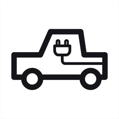 Electric car graphic. EV car, green eco friendly vehicle icon. Editable vector illustration 