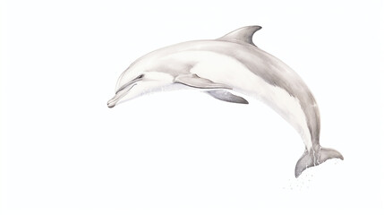 Obraz premium Graceful Dolphin Leaping Illustration on White Background