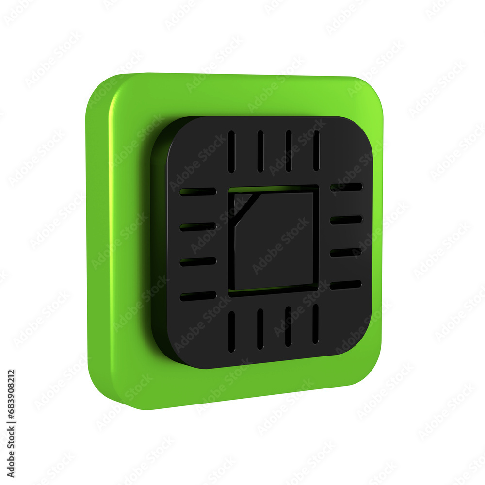 Aufkleber black computer processor with microcircuits cpu icon isolated on transparent background. chip or cpu