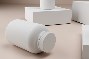 Blank medicine bottle mockup, 3d render
