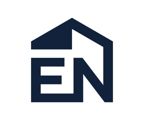 EN Home construction logo, real estate, building, property logo. EN house logo, EN letter logo Vector Template, EN initial vector monogram letter logo