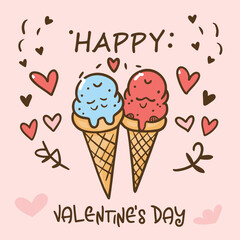 Valentine's Day Cute Vector Illustration