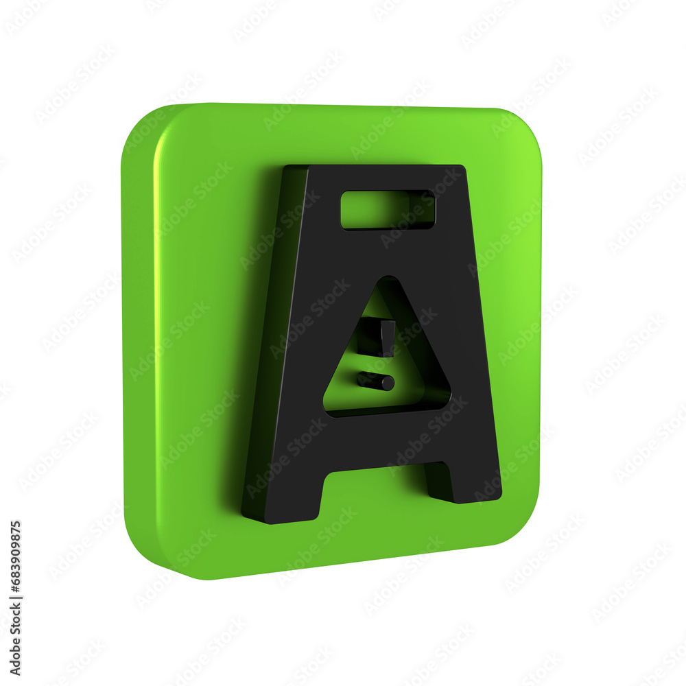 Poster black wet floor and cleaning in progress icon isolated on transparent background. cleaning service c