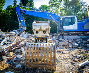 waste at a demolishing construction site